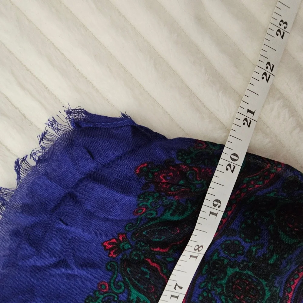 Talbots Womens Medallion Paisley Oblong Scarf OS Navy Purple Viscose Whimsigoth